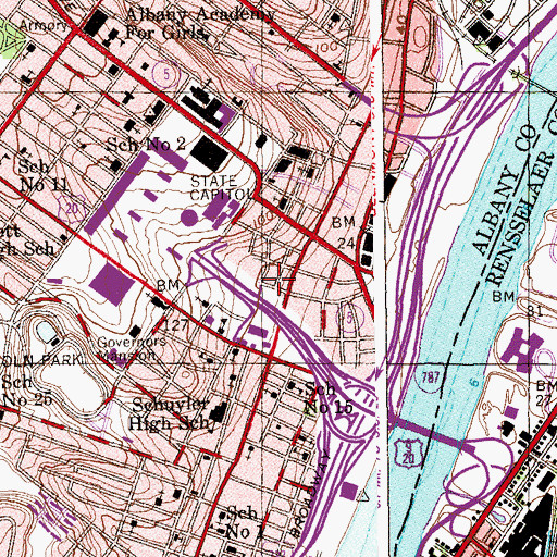 Topographic Map of Times Union Center, NY