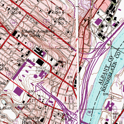 Topographic Map of Albany County Court House, NY