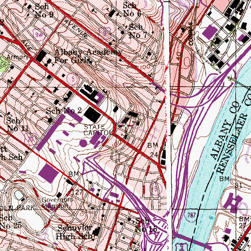 Topographic Map of Albany City Hall, NY