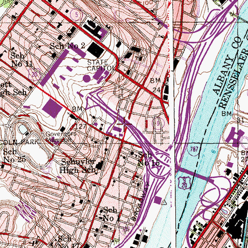 Topographic Map of South Mall Towers, NY