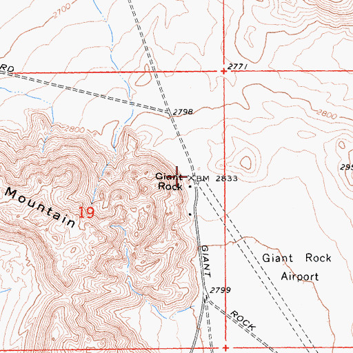 Topographic Map of Giant Rock, CA