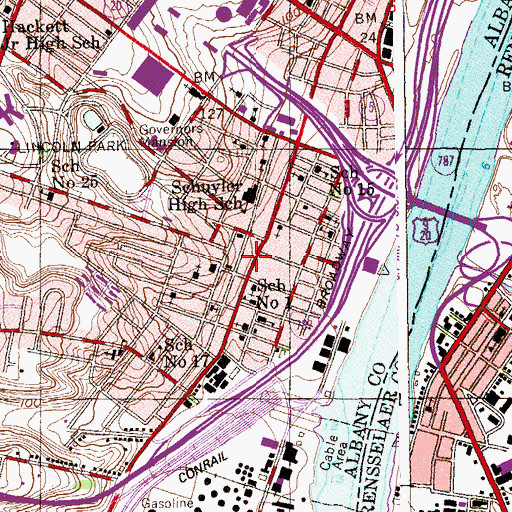 Topographic Map of Albany Fire Department South End House Engine 5 Ladder 1, NY