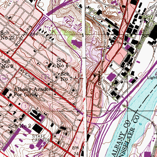 Topographic Map of Ten Broeck Mansion, NY