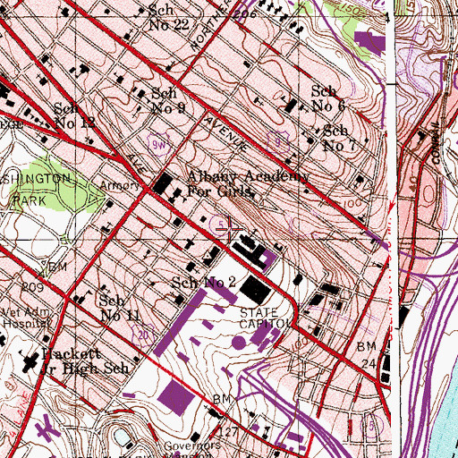 Topographic Map of One Commerce Plaza, NY