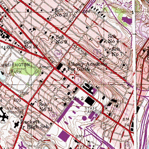 Topographic Map of Albany Institute of History and Art, NY