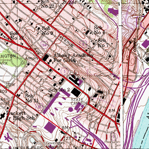 Topographic Map of Cathedral of All Saints, NY