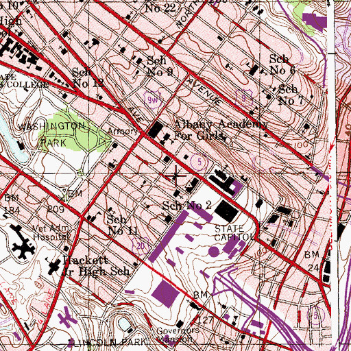 Topographic Map of Albany Bible Institute, NY