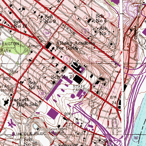 Topographic Map of Capitol Park, NY