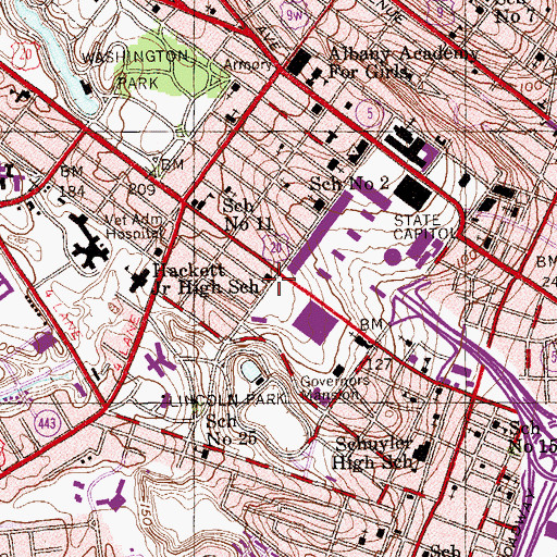 Topographic Map of Albany Engine Company Number 6 (historical), NY