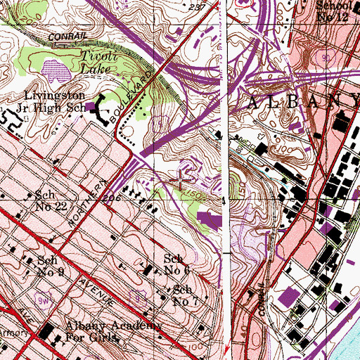 Topographic Map of Albany Fire Department Arbor Hill House Engine 2 Ladder 2 Rescue Squad 2, NY