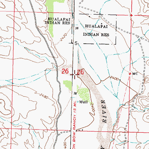 Topographic Map of Cane Springs Wash, AZ