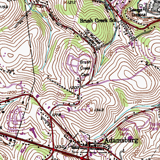 Topographic Map of Brush Creek Salem United Church of Christ, PA