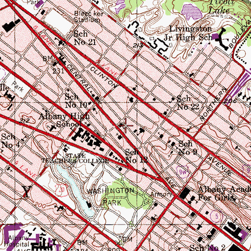 Topographic Map of Our Lady of Angels Roman Catholic Church (historical), NY