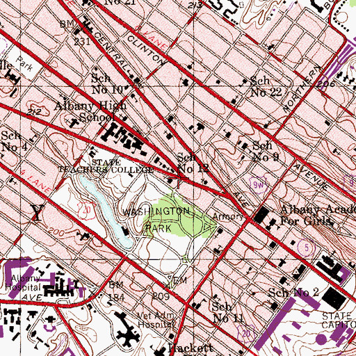 Topographic Map of Saint Paul's Evangelical Lutheran Church, NY