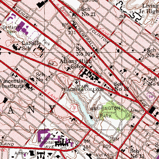 Topographic Map of Capital City Seventh Day Adventist Church, NY