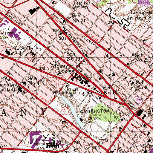 Topographic Map of Philip Schuyler Elementary School (historical), NY