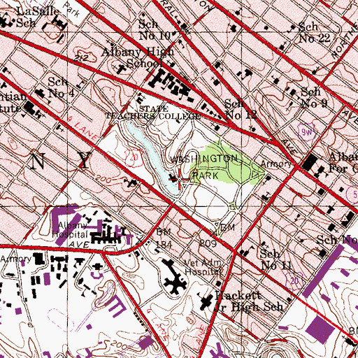 Topographic Map of Washington Park Pavilion, NY