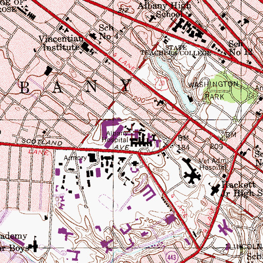Topographic Map of Albany Medical College, NY