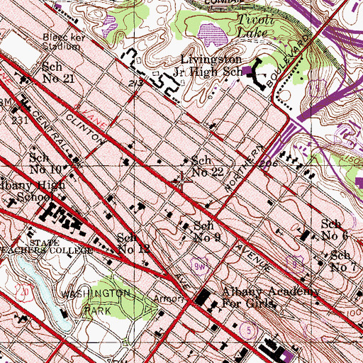 Topographic Map of Albany United Methodist Church, NY