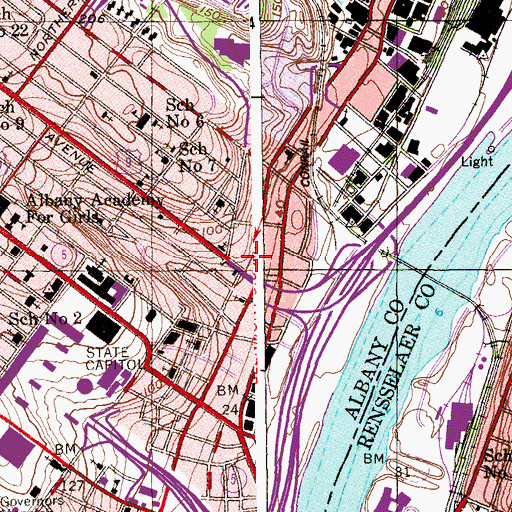 Topographic Map of Palace Theatre, NY