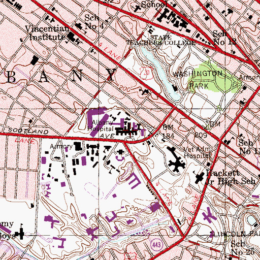 Topographic Map of Albany Medical Center, NY