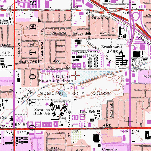 Topographic Map of Gilbert Retarding Basin, CA