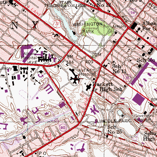 Topographic Map of Albany - Stratton Veterans Affairs Medical Center, NY