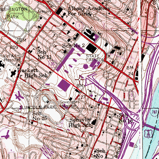 Topographic Map of Erastus Corning Tower, NY