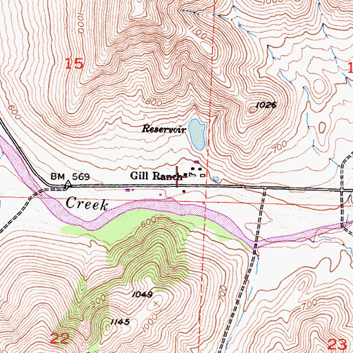 Topographic Map of Gill Ranch, CA