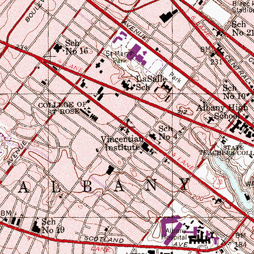 Topographic Map of Saint Vincent De Paul Roman Catholic Church, NY