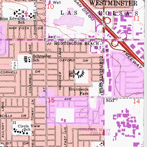 Topographic Map of Gill School, CA