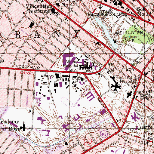 Topographic Map of Albany College of Pharmacy, NY