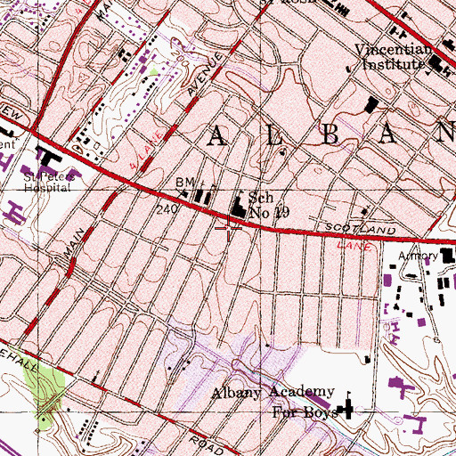 Topographic Map of Saint Teresa of Avila Junior High School, NY