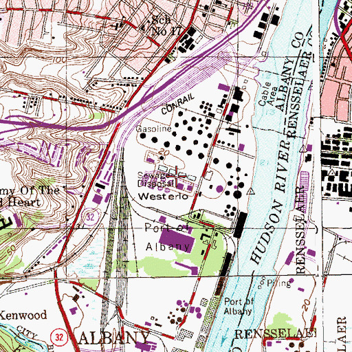 Topographic Map of Albany City Sewage Disposal Plant, NY