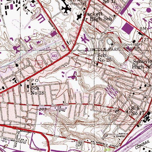 Topographic Map of Bishop Maginn High School, NY