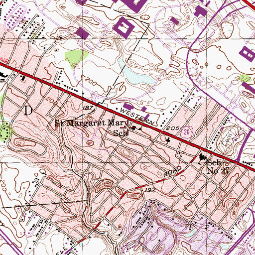 Topographic Map of Saint Margaret Marys Roman Catholic Church, NY