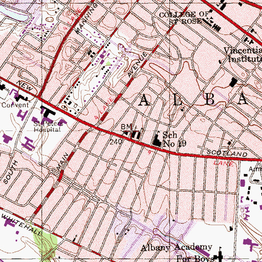 Topographic Map of Albany Fire Department Engine 11, NY