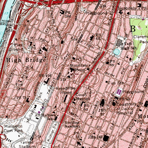 Topographic Map of Morrisania Diagnostic And Treatment Center, NY