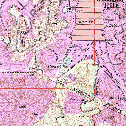 Topographic Map of Girard Reservoir, CA