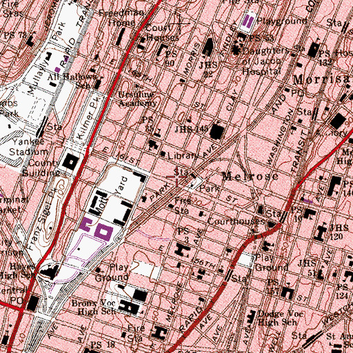 Topographic Map of Montefiore Comprehensive Health Care Center, NY