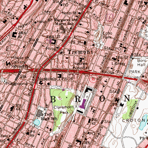 Topographic Map of Claremont Family Health Center, NY