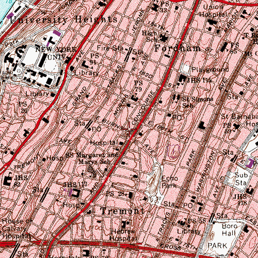 Topographic Map of Burnside Medical Center, NY