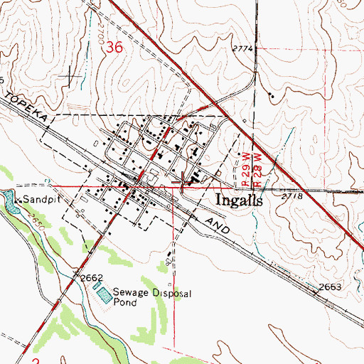 Topographic Map of Ingalls Elementary School, KS