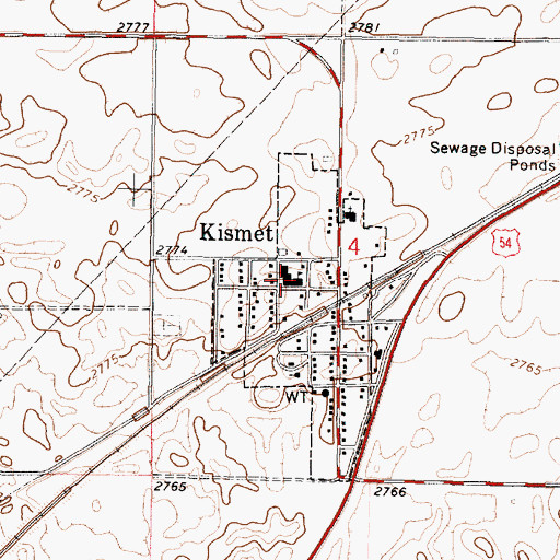 Topographic Map of Kismet Elementary School, KS