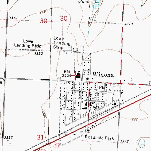 Topographic Map of Winona High School, KS