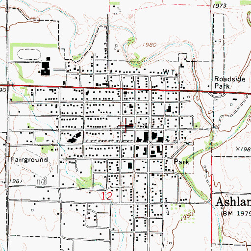 Topographic Map of Ashland Elementary School, KS