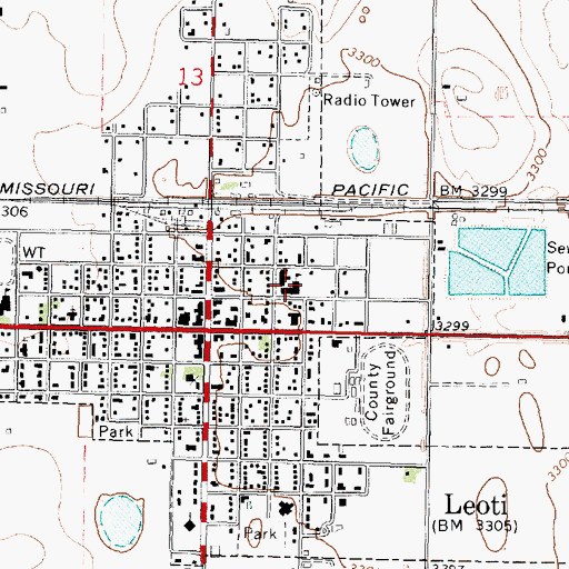 Topographic Map of R B Stewart Elementary School, KS