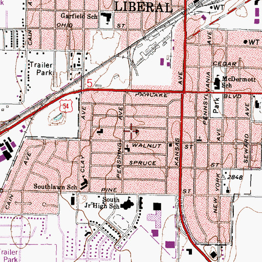 Topographic Map of Fellowship Baptist School, KS