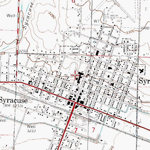 Topographic Map of Syracuse Elementary School, KS