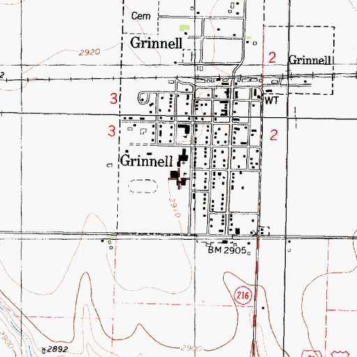 Topographic Map of Grinnell Middle School, KS
